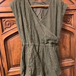 Green Roxy lace romper
